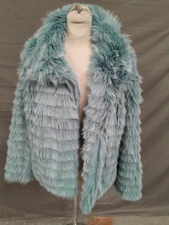 BADGLEY MISCHKA WAVE TEXTURED FAUX FUR JACKET - MED