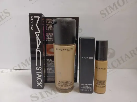 3 M.A.C ITEMS INCLUDING FOUNDATION (NC25 35ML), CONCEALER (NC20 9ML) AND M.A.C STACK MASCARA