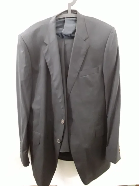 GRIEVES AND HAWKES BLACK COTTON SUIT JACKET AND TROUSERS - 44L