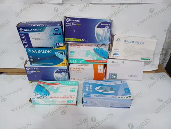 BOX TO CONTAINS 10 X PACKS OF MEDICAL EXAMINATION GLOVES, BRANDS AND SIZES MAY VARY