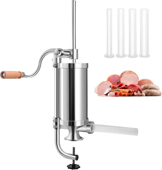 BOXED COSTWAY 3.5L VERTICAL SAUSAGE STUFFER FOUR STUFFING TUBES STAINLESS STEEL SAUSAGE MAKER