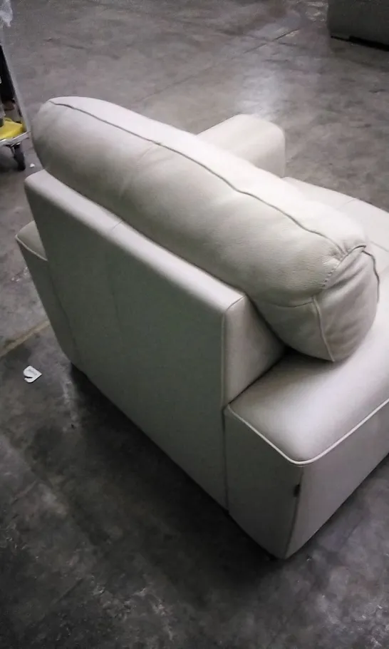 QUALITY ITALIAN DESIGNER MARCOS WHITE GREY LEATHER ARMCHAIR