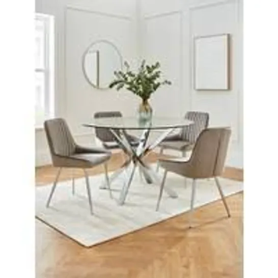 BOXED ALICE DINING SET IN CHROME/GREY - 3 BOXES