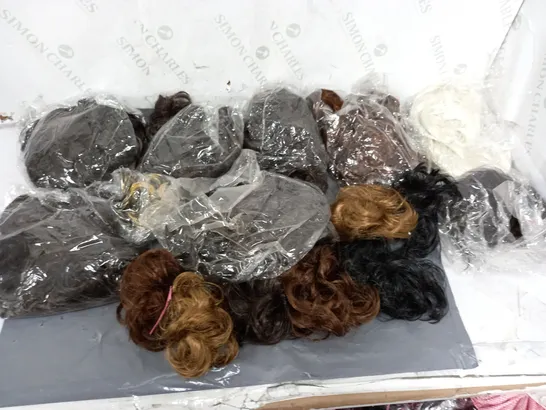 APPROXIMATELY 100 HAIR BOBBLES WITH EXTENSIONS IN VARIOUS STYLES AND COLOURS  -  COLLECTION ONLY