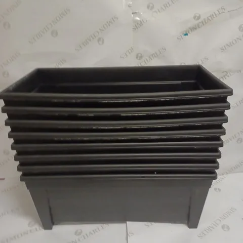 LOT TO CONTAIN 8 X  RECTANGULAR PLASTIC PLANTERS - BLACK