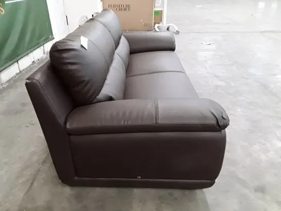 QUALITY DESIGNER 3 SEATER SOFA - DARK BROWN LEATHER