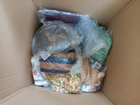 BOX OF APPROXIMATELY 20 ASSORTED ITEMS OF CLOTHING TO INCLUDE MONSOON, FINERY, WHITE STUFF, ETC