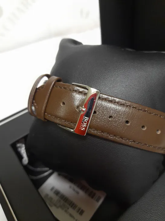 BOSS SKYLINER WATCH WITH BROWN LEATHER STRAP DETAIL  RRP £189