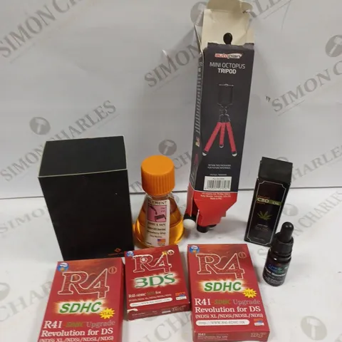 BOX TO CONTAIN APPROX. 8 X ASSORTED HOUSEHOLD PRODUCTS. INCLUDES VAPE PRODUCTS, TRIPOD ETC 