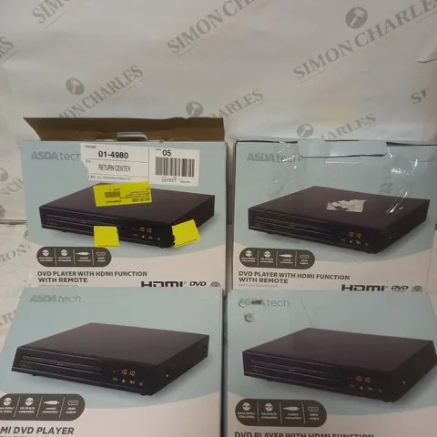 LOT OF 4 TECH HDMI DVD PLAYERS