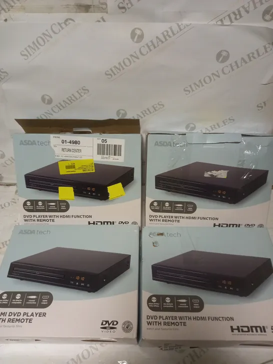 LOT OF 4 TECH HDMI DVD PLAYERS