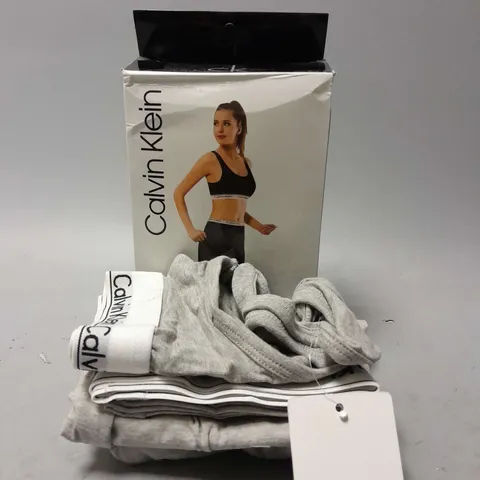 BOXED CALVIN KLEIN LADIES CROPTOP AND LEGGING SET IN LIGHT GREY - MEDIUM