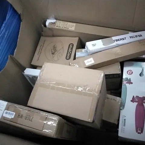 PALLET OF ASSORTED ITEMS INCLUDING MIA&COCO FOOT SPA MASSAGER, SCOOTER 3-IN-1, PULL UP BAR, AIR BLOWER, AETKFO PULL-UP BAR