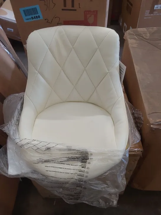 BOXED FAUX CREAM LEATHER BAR STOOL 