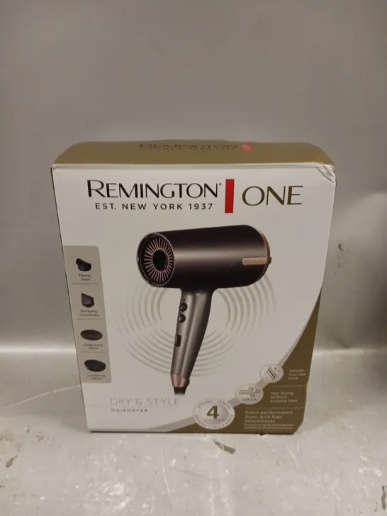 REMINGTON ONE DRY & STYLE HAIR DRYER WITH DIFFUSER AND FLYAWAY ATTACHMENT