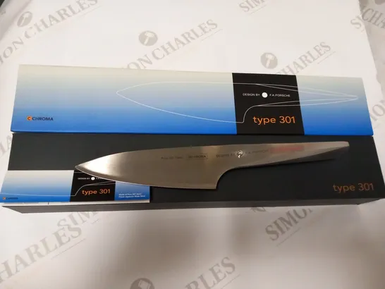 BRAND NEW CHROMA 6" PROFESSIONAL JAPANESE COOKS KNIFE - ALL METAL P03 TYPE 301 WITH GIFT BOX - DESIGNED BY F.A PORSCHE