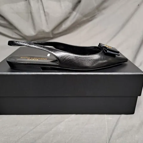 BOXED PAIR OF YVET SAINT LAURENT ANAIS SLINGBACK FLATS IN BLACK SIZE EU 37 1/2