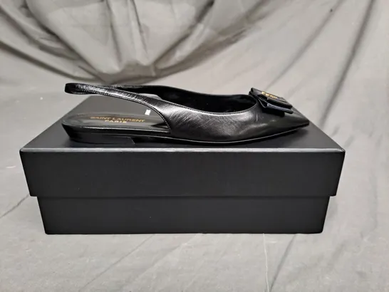 BOXED PAIR OF YVET SAINT LAURENT ANAIS SLINGBACK FLATS IN BLACK SIZE EU 37 1/2