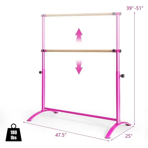 BOXED COSTWAY 51 PORTABLE FREESTANDING STRETCHING DANCING BALLET BAR WITH 4 ADJUSTABLE HEIGHTS PINK