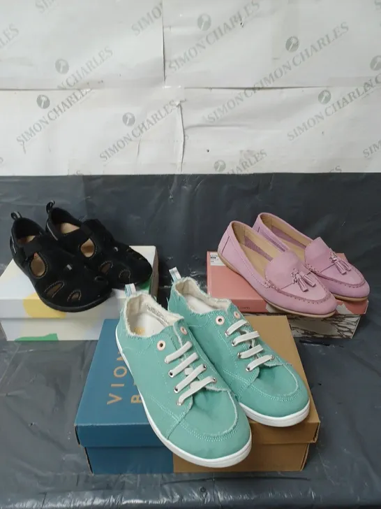 APPROXIMATELY 10 PAIRS OF LADIES SHOES. ASSORTED SIZES, COLOURS AND STYLES