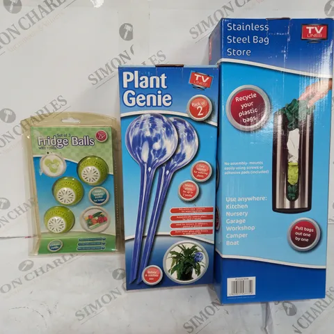 ALL BOXED STAINLESS STEEL BAG STORE, PLANT GENIE AND FRIDGE BALLS 