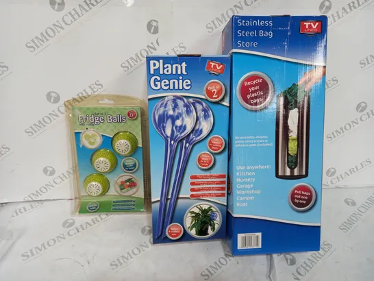 ALL BOXED STAINLESS STEEL BAG STORE, PLANT GENIE AND FRIDGE BALLS 