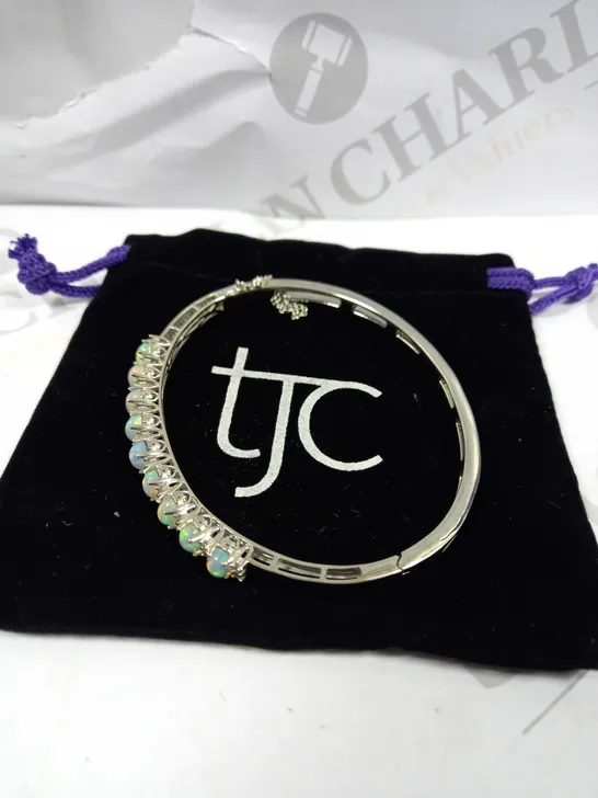 TJC ETHIOPIAN WELO OPAL AND NATURAL CAMBODIAN ZIRCON BANGLE