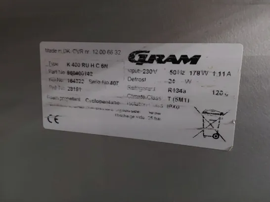 GRAM COMMERCIAL TALL FRIDGE K400 RU HC