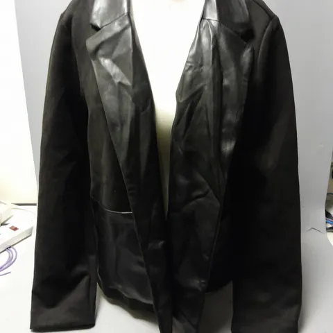 WYNNE COLLECTION FAUX SUEDE OPEN FRONT JACKET IN BLACK SIZE L