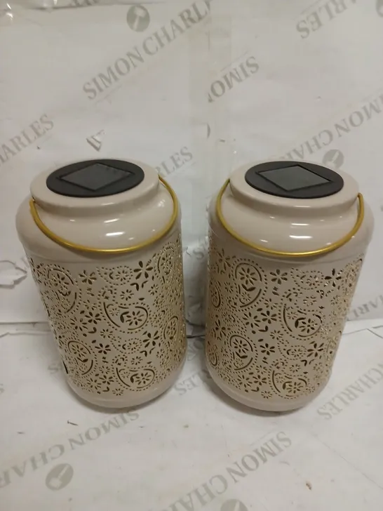 GARDEN REFLECTIONS SET OF 2 PATTERNED SOLAR LANTERNS, PAISLEY