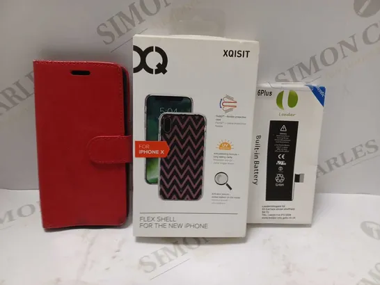 BOX OF APPROXIMATELY 15 ASSORTED HOUSEHOLD ITEMS TO INCLUDE LEADER 6PLUS BUILT IN BATTERY, XQISIT FLEX SHELL FOR IPHONE X, DESIGNER PHONE CASE IN RED, ETC