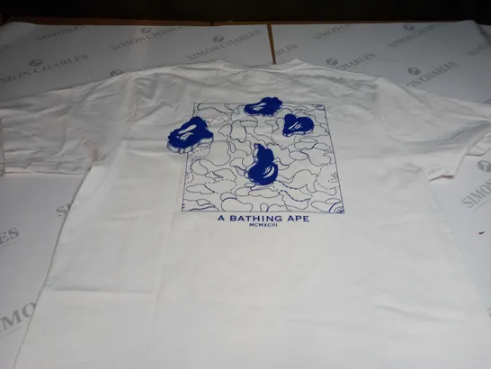 A BATHING APE WORLD GINE MAD T-SHIRT IN WHITE - MEDIUM