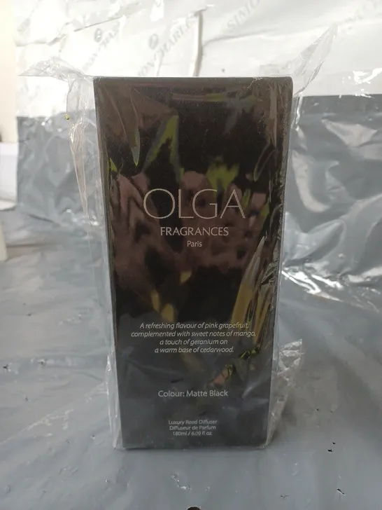 BOXED AND SEALED 180ML OLGA FRAGRANCES IN MATTE BLACK