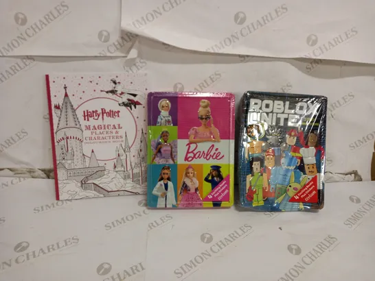 BOX OF APPROX  3 ITEMS TO INCLUDE - ROBLOX UNITE - BARBIE 4 BOOKS - HARRY POTTER BOOK