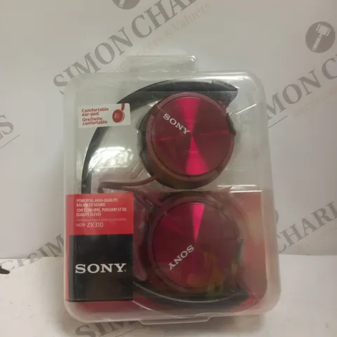 BOXED SONY MDR-ZX310 STEREO OVER-EAR HEADPHONES IN RED