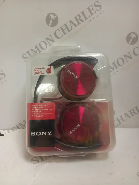 BOXED SONY MDR-ZX310 STEREO OVER-EAR HEADPHONES IN RED