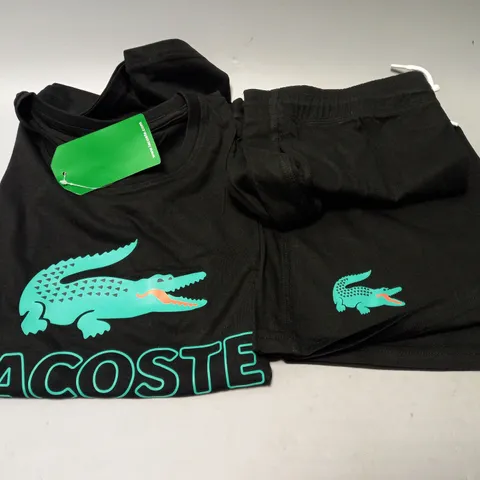 LACOSTE T-SHIRT AND SHORTS SET IN BLACK - LARGE