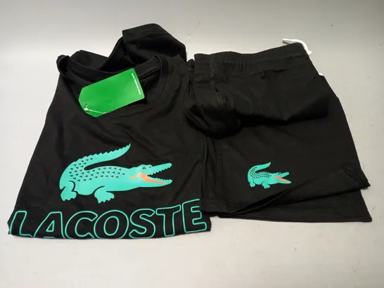 LACOSTE T-SHIRT AND SHORTS SET IN BLACK - LARGE