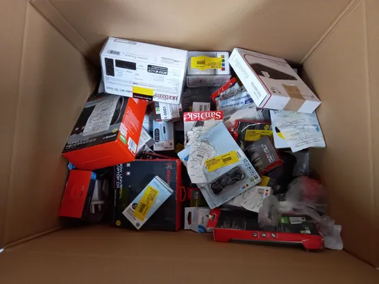BOX OF ASSORTED ELECTRICALS TO INCLUDE LAPTOP CHARGERS, KEYBOARDS, PHONE CABLES ETC