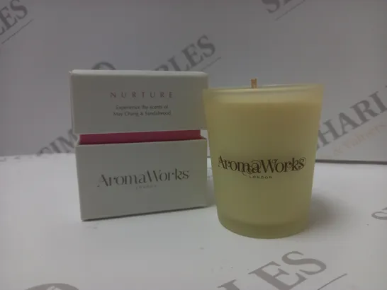 BOX OF 5 AROMAWORKS NURTURE SMALL CANDLES  - MAY CHANG & SANDALWOOD 