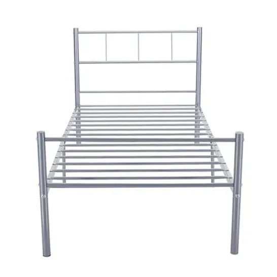 BOXED 3FT SINGLE METAL BED FRAME - SILVER (1 BOX)