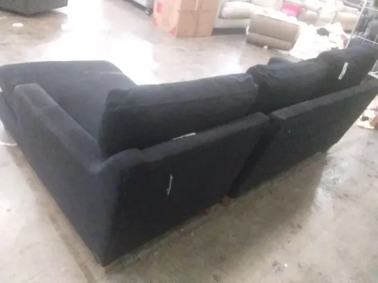 DESIGNER LOUNGE CO BLACK FABRIC 3 SEATER SOFA WITH CHAISE RHF END 