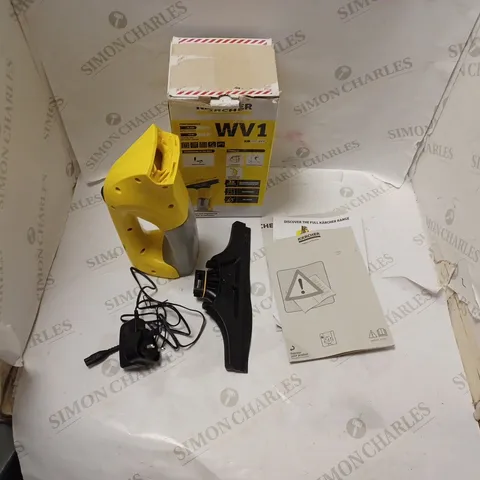 KARCHER WV1 BATTERY POWERED WINDOW VAC WITH POWER SUPPLY AND INSTRUCTIONS