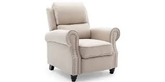 BOXED DESIGNER PUSHBACK FABRIC RECLINER CHAIR BEIGE 