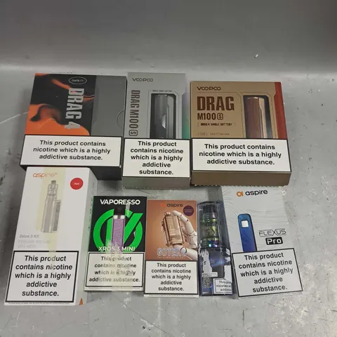 APPROXIMATELY 20 VAPES & E-CIGARETTES TO INCLUDE VOOPOO DRAG M100S, VAPORESSO XROS 3 MINI, VOOPOO DRAG 4 ETC