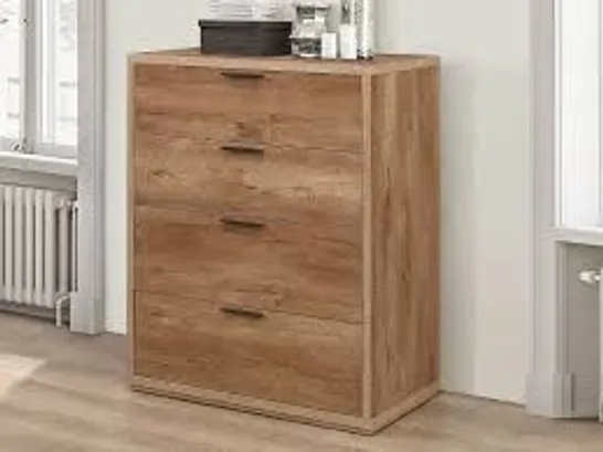 BOXED STOCKWELL 4 DRAWER CHEST - RUSTIC OAK (1 BOX)