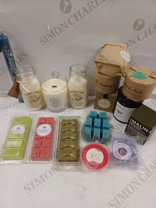 BOX TO CONTAIN APPROX. 25 X ASSORTED SCENTED RELAXATION PRODUCTS. INCLUDES WAX MELTS, CANDLES & SOME LIGHT BULBS. SCENTS AND BRANDS VARY - COLLECTION ONLY 