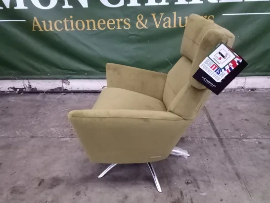 QUALITY THE LOUNGE CO DESIGNER JACOB SWIVEL CHAIR - GREEN/YELLOW FABRIC 