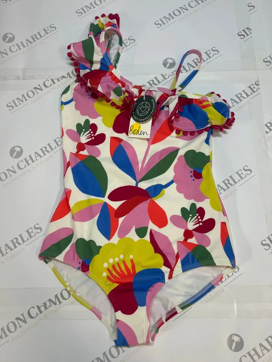 BODEN SWIMWEAR ONE SHOULDER SWIMSUIT IN MULTICOLOUR SIZE 9-10YR