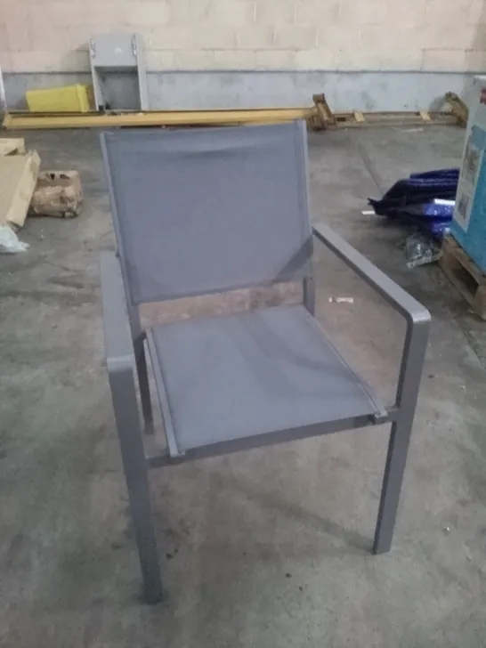 GREY METAL GARDEN ARMCHAIR 